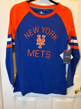 Fanatics Blue and Orange MLB Logo Raglan Tee